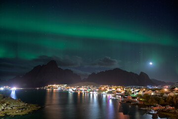 Reine with Northern lights Norway