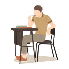 portrait of man studying isolated illustration