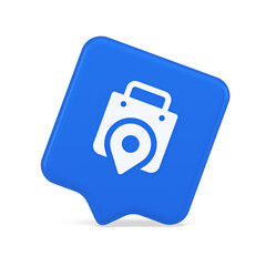 Shop location map pin with shopping bag button web app design realistic speech bubble icon