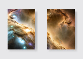 Space background set with realistic nebula and shining stars.