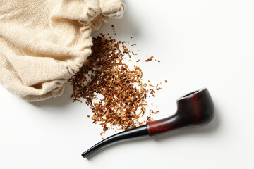 Concept of relaxation, smoking tobacco with smoking pipe