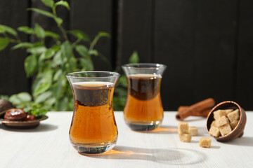 Concept of traditional turkish brewed hot drink