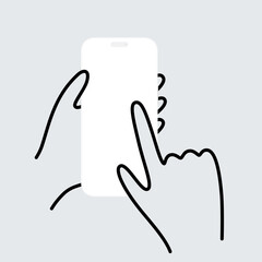 Finger touching blank screen. Electronic device art illustration