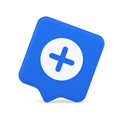 Obraz premium Plus add button mathematical addition symbol 3d realistic speech bubble icon