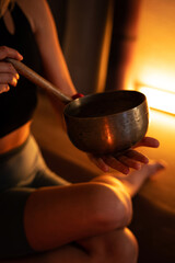 Fototapeta na wymiar Tibetan singing bowls. Yoga, meditation, relaxation