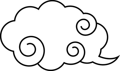 和風または中華風の渦巻き雲（白）