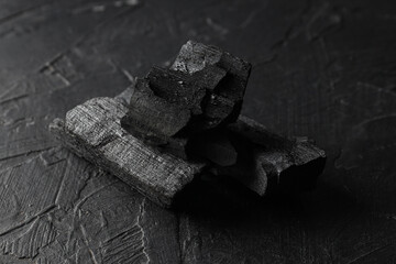 Natural wood or hardwood charcoal, close up