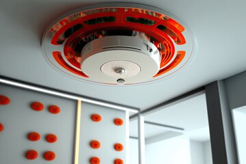 fire sprinkler system in ceiling with automatic activation. Generative AI