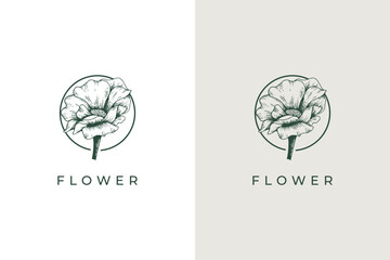 Hand drawn flower logo vector