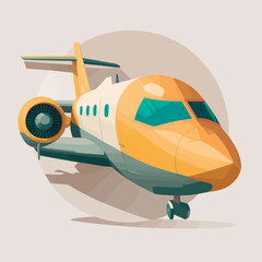 Airplane vector illustration flat style hand drawn jet - obrazy, fototapety, plakaty