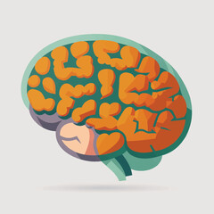 Human brain vector illustration flat style hand drawn