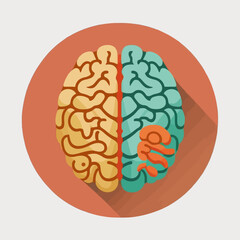 Human brain vector illustration flat style hand drawn