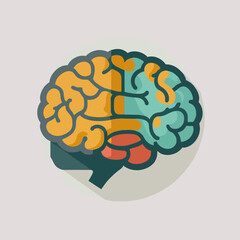 Human brain vector illustration flat style hand drawn