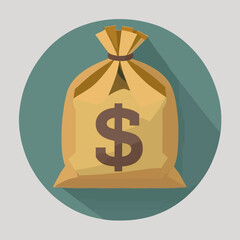 Money bag vector illustration. Currency finance. Flat style hand drawn