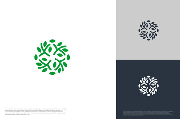 circle design elements abstract leaf for natural product company logo vector template