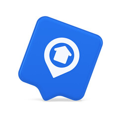Urban building location find button house map pin web application 3d realistic speech bubble icon