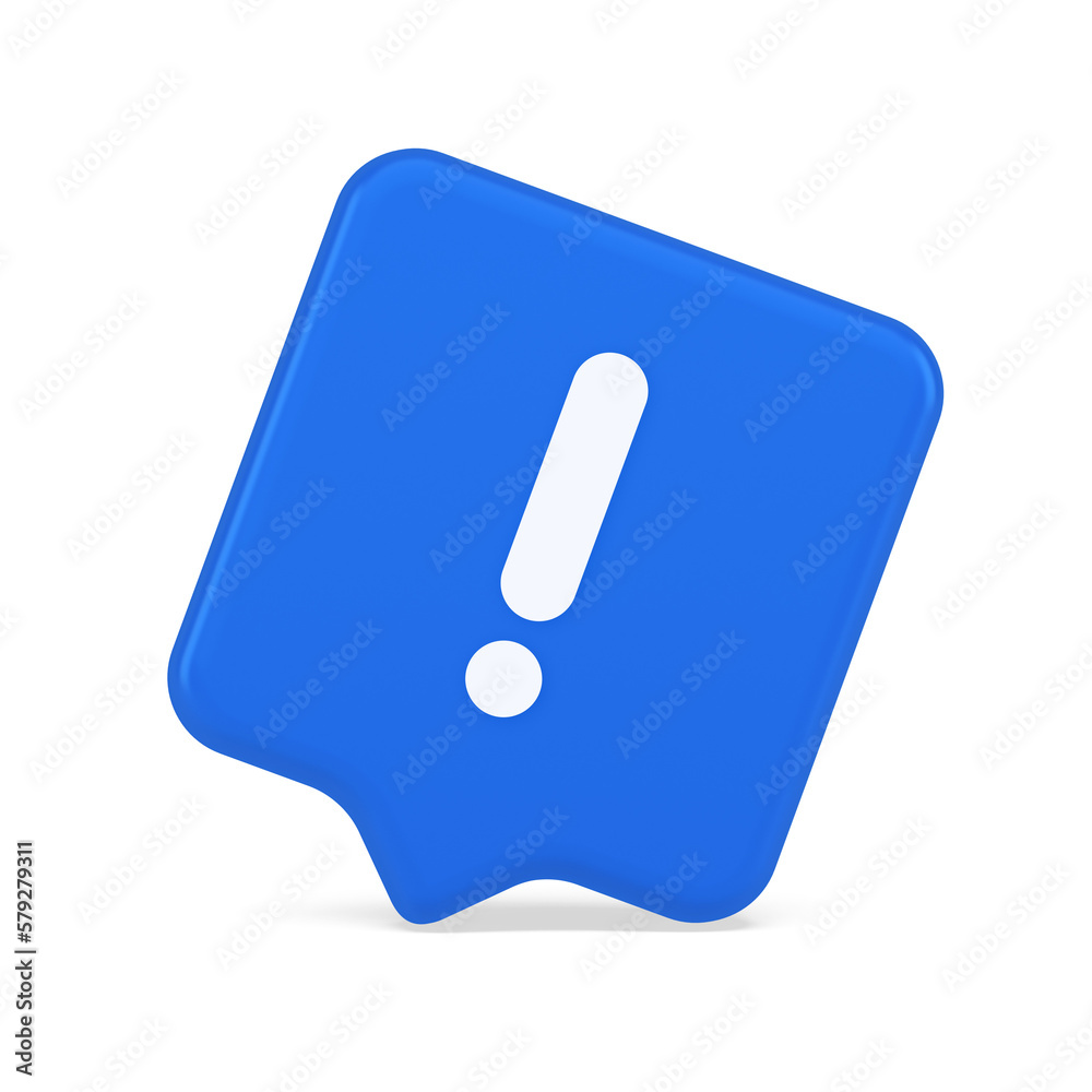 Wall mural exclamation mark keyboard button important attention point cyberspace communication 3d speech bubble