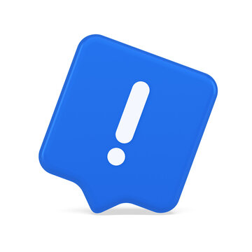 Exclamation mark keyboard button important attention point cyberspace communication 3d speech bubble icon