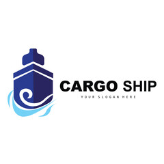Cargo Ship Logo, Fast Cargo Ship Vector, Sailboat, Design For Ship Manufacturing Company, Waterway Sailing, Marine Vehicles, Transport, Logistics