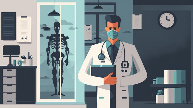 World doctor day. Medical doctor in hospital health concept flat design. Generative ai.