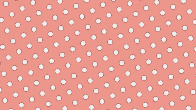 White polka dots on bright red background loop animation
