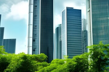 Skyline einer futuristisch anmutenden Stadt  (Generative AI)