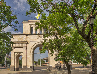 Fototapeta na wymiar Triumphal arch - Tiflis gate in Stavropol. Russia