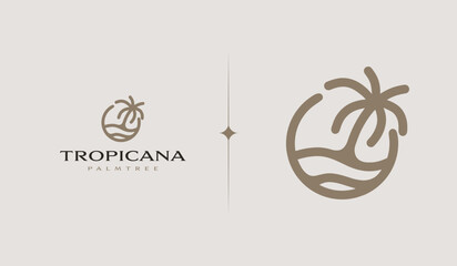 Palm Tree Summer Tropical. Universal creative premium symbol. Vector sign icon logo template. Vector illustration