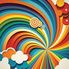 Vibrant color of rainbow background in retro style. Generative ai.
