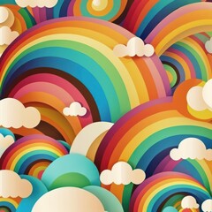 Vibrant color of rainbow background in retro style. Generative ai.