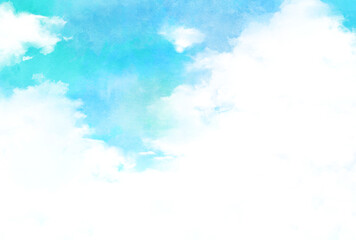 背景素材_青空と雲_水彩