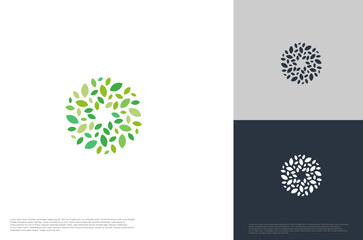 circle design elements abstract leaf for natural product company logo vector template