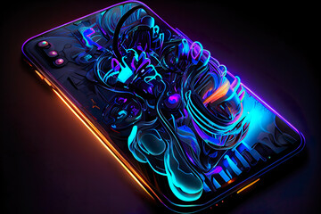 Futuristic concept of an abstract gaming smartphone, artwork