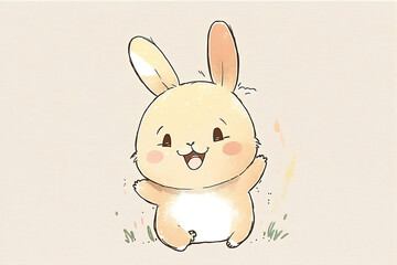 Watercolor rabbit painting the art. Rabbit watercolor. Generative AI.

