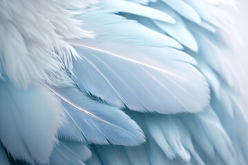 Close-up white angel wings texture. Generative AI.