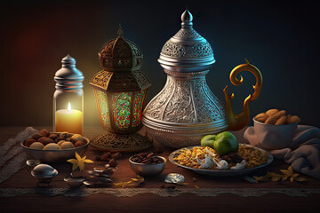 generative ai illustration of ramadan kareem greeting