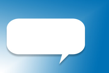 Weiße Sprechblase vor einem blauen Hintergrund, 2D-Illustration