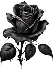 black rose transparent background - Generative AI