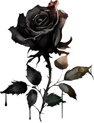 black rose transparent background - Generative AI
