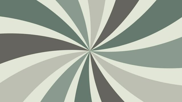 Abstract animated background with spinning vintage colored curved stripes. Retro colored style and seamless loop