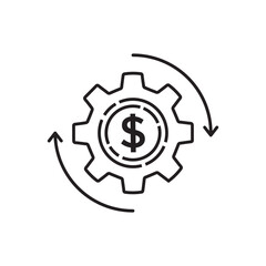 efficient use of funds or money management icon. thin line trend modern fin tech or capital logotype graphic linear design isolated on white. concept of cost or revenue optimization and reduction