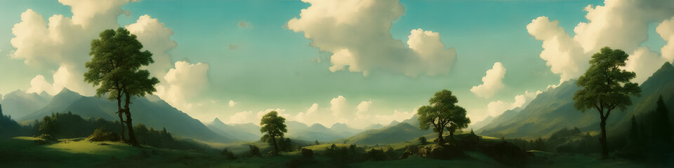 Artistic concept painting of a beautiful fantasy landscape, Generative AI