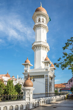 View at the Minaret of Kapitan Keling Mosque in the streets of George Town at Penang Island - Malaysia
