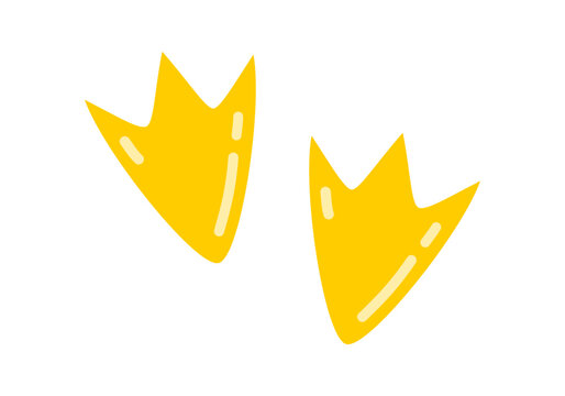 Cute yellow duck footprint cartoon icon flat vector design