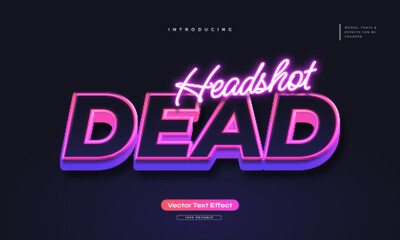 Headshot Dead Text with Retro Style, Glowing Neon and 3D Effect. Editable Text Style Effect