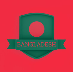 Bangladesh Flag With Ribbon Banner