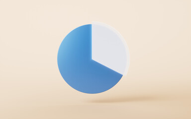 A simple blue pie chart, 3d rendering.