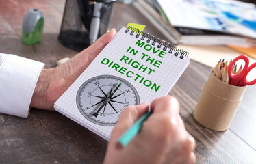 Right direction concept on a notepad