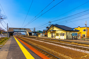Fototapeta na wymiar JR朝里駅のホーム（北海道小樽市）