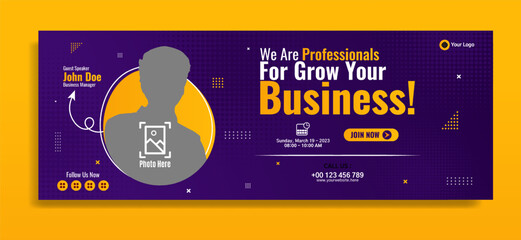 Business conference banner template design for webinar, marketing, online class program, etc
